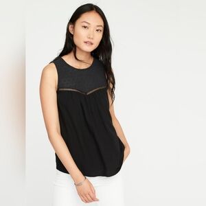 Old Navy Black Lace Yoke Sleeveless Top Size XS